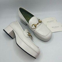 Gucci Houdan 15 Horsebit Platform Loafer Pump in White Leather Size 35.5 EU - £517.40 GBP