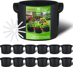 12-Pack 10 Gallon Grow Bags, Heavy Duty Fabric Pots with Handles - $34.98