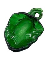 Mid Century Heavy Green Art Glass Cornucopia Tabletop Vase Ashtray Pipe ... - $44.50 CAD