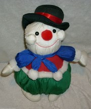 12&quot; Vintage Mty International Christmas Nylon Snowman Stuffed Animal Plush Toy - £22.36 GBP