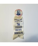 1959 Governor David L. Lawrence Inauguration Button Ribbon Lehigh Pennsy... - $29.58