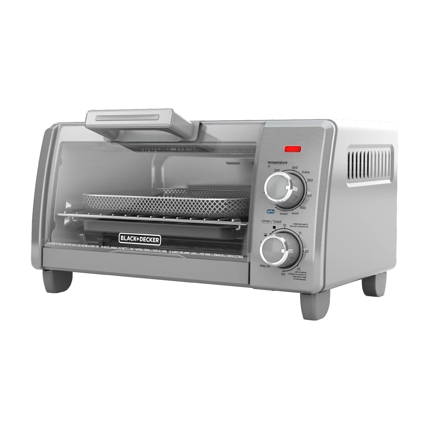 BLACK+DECKER Crisp ‘N Bake Air Fry 4-Slice Toaster Oven, Silver &amp; Black, TO1787S - £74.56 GBP