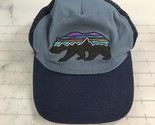 Patagonia Hat Baseball Mesh Sides Mountains Bear Logo Curved Brim Navy Blue - £25.68 GBP