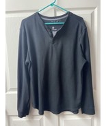 Adidas Henley Long Sleeved Sweater Mens Size Large Black Waffle Weave - £11.58 GBP