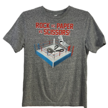 Rock Vs Paper Vs Scissors Graphic T-Shirt Unisex Youth Heathered Gray Crew L - £11.91 GBP