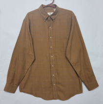 Viyella Cotton Wool Blend Button Down Shirt Men’s Large L Brown Blue Plaid Vtg - £18.53 GBP
