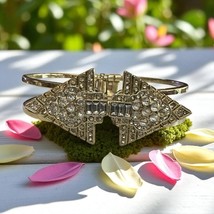 Art Deco Arrow Bracelet  Silver Tone Hinged Cuff Clamp Flapper Downton A... - $148.14 MXN