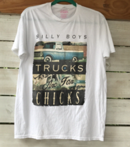 Women&#39;s L T Shirt Vintage Trucks &quot;Silly Boys Trucks Are For Chicks&quot; grap... - £13.84 GBP