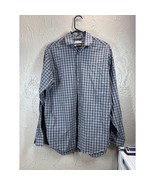 Calvin Klein Mens Button Down Gray White Long Sleeve Dress Shirt Size 16... - $30.77 CAD
