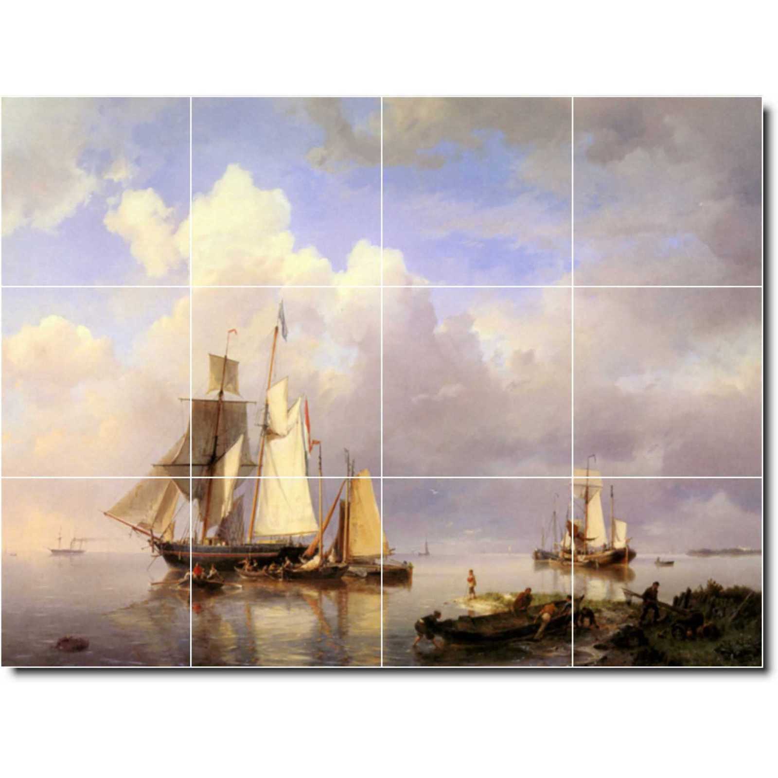 Koekkoek hermanus vessels at anchor in estuary with fisherman