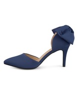 Journee Collection Womens 8.5 M Navy Blue Bow Pointed Toe Stiletto Heels... - $647.94 MXN