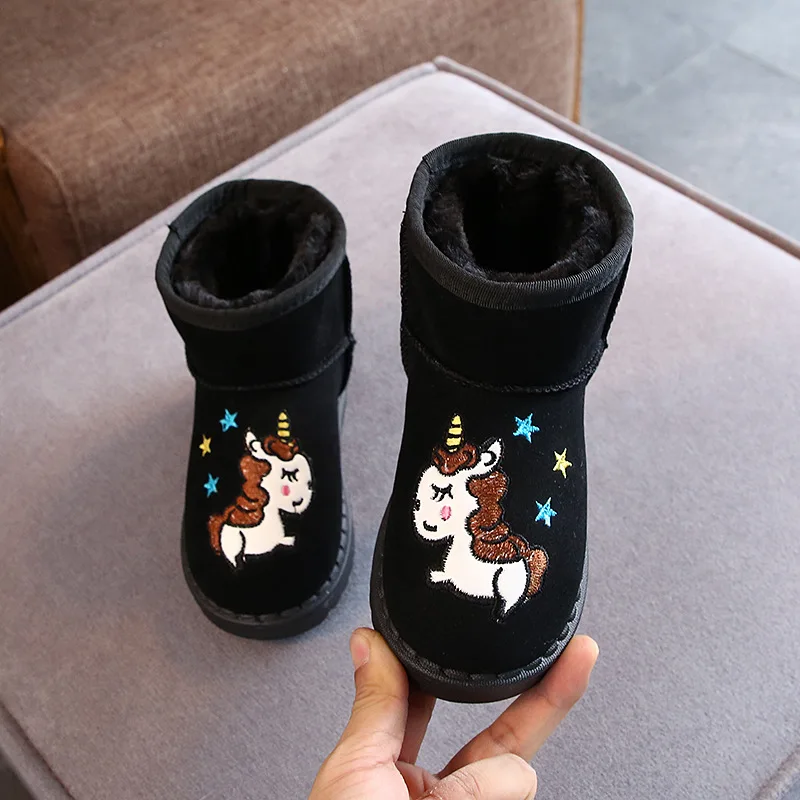 Girls Boots Boys Shoes 2024 Winter New Cute   Children Snow Boots Soft Leather P - £151.26 GBP