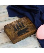 Rustic Western Black Bear By Pine Trees Forest Silhouette Bar Soap Dish ... - $400.16 MXN