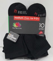 Fruit of the Loom Boys Durable Ankle Socks, 10 Pack, Black Size 9-2.5 - £14.21 GBP