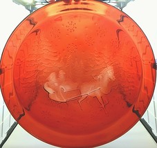Arcoroc Sleigh Ride Glass Serving Platter 13” Round Red - £19.61 GBP