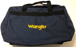 $12 Wrangler Navy Blue Buck&#39;s Duffle Denim Zipper Canvas Gym Outdoor Bag - £10.32 GBP
