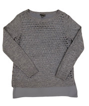 THE LIMITED Women&#39;s Small Gray Wool Sweater Round Neck Cutout Lined Layered - £11.84 GBP
