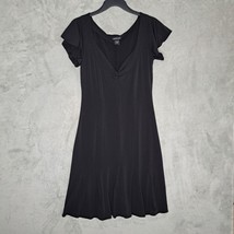 Moda International Womens Black V Neck Pullover A-Line Dress Size S - $23.05