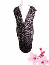 Torrid Dress Size 4XL Leopard Print Ruching Sides Drape Collar Sleeveless - $13.86
