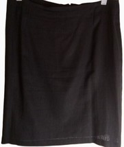 STUDIO C WOMEN&#39;S SKIRT 14 LINEN BLACK SHORT ZIP BACK LINING SLIT - $12.87