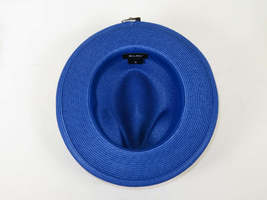 Men's Milani Straw Braided Fedora Hat Soft Crushable FDS-002 Solid Royal Blue image 4