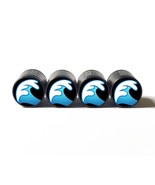 Ocean Wave Emoji Tire Valve Stem Caps - Black Aluminum - Set of Four - $15.99