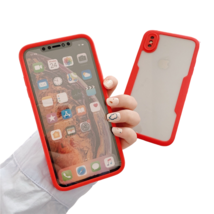 Anymob iPhone Case Red Transparent Solid Color Bumper Silicone Shockproof Cover - £21.84 GBP