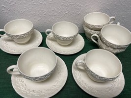 Wedgwood Etruria CREAM ON CREAM Shell Cup &amp; Saucer Sets of 4 (8 x Cups!) - £86.90 GBP