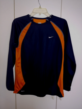 NIKE FIT DRY BOY&#39;S NAVY/ORANGE LS POLYESTER JERSEY-XL-WORN ONCE-GREAT - $11.29