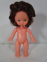 Vintage Plastic and Rubber Doll Blue Eyes Short Brown Hair Hong Kong 7&quot; - £7.88 GBP