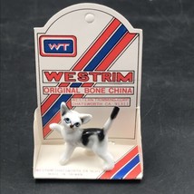 1980s Westrim Playful White &amp; Black Cat Kitty Bone China Figurine New NO... - $9.49