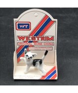 1980s Westrim Playful White &amp; Black Cat Kitty Bone China Figurine New NO... - £7.43 GBP
