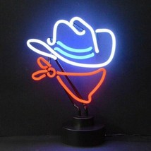 Cowboy Hat Banner Handmade Neon Sculpture 15&quot;x11&quot; - £72.15 GBP