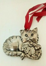 Darling Gorham Silver Plated Cat Christmas Tree Holiday Ornament Decoration. - $9.85