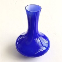 Cobalt Blue And White Swirl Art Glass Vase 9” Tall - £29.49 GBP