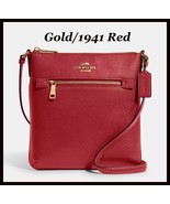 NWT COACH IM Gold/1941 Red Mini Rowan Crossbody File Bag Purse CE871 - £94.06 GBP