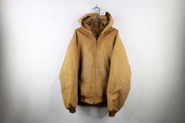 Vintage Carhartt Mens 2XL Thrashed Thermal Lined Hooded Jacket Duck Brow... - $148.45
