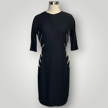 Vintage Dress Black Beige Jack Stern Early 1950s Dress Art Deco J Size 4 - £72.63 GBP