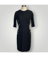 Vintage Dress Black Beige Jack Stern Early 1950s Dress Art Deco J Size 4 - £72.63 GBP