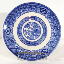 WILLOW WARE Blue Willow Plate Unmarked Japanese Double Phoenix Over Village - $11.87