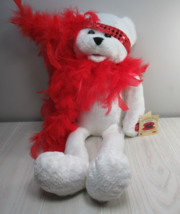 PBC animated plush white bear red feather boa sings I wanna be loved by you - £11.63 GBP