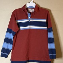 Boy’s Brooks Brothers Blue Striped Rugby Polo Shirt Size L Long Sleeve Cotton - £19.54 GBP