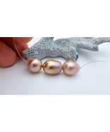 3 Bright Purple Pink Rainbow Iridescent Freshwater 10.3-11.5mm Drilled C... - $87.80 CAD