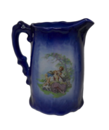 KH Pottery Staffordshire England Royal Blue Water Pitcher Jug - €21,41 EUR