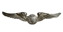 Air Stewardess Wings Airline Lapel Hat Pin Brooch Silver Tone Vintage 2.5&quot; Wide - £12.01 GBP