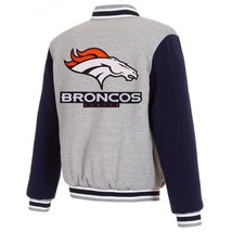 NFL Denver Broncos Reversible Full Snap Fleece Jacket JH Design Embroiderd Logos - £103.88 GBP