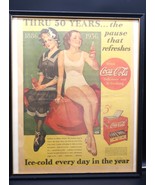 Vtg Coca Cola 1936 50 Year Full Page Ad Celebration 5 Cent Ice Cold Framed - €64,82 EUR
