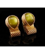 Vintage wrap cufflinks Olive Green MOONGLOW set  gold mesh wrap groom Je... - £75.93 GBP