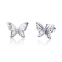 WOSTU Top Sale New 925 Silver Openwork Butterfly Stud Earrings For Women Girl Si - £16.00 GBP
