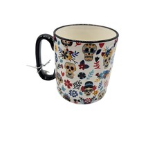 10 Strawberry Street Halloween 18 oz Coffee Soup Mug Sugar Skulls Floral... - $19.99